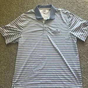 Cutter & Buck Men's Light Blue Striped Polo